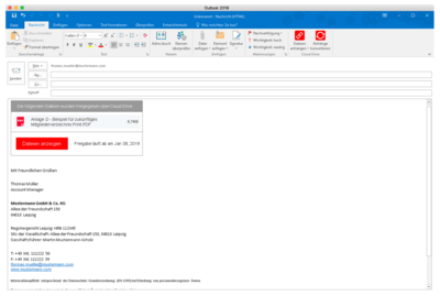 Cloudspeicher - vBox Outlook Add-on