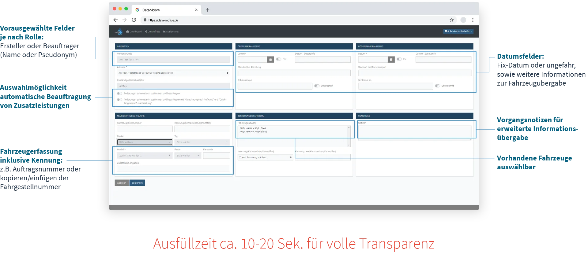 DataMotive – Auftragsmodul Kopfdaten